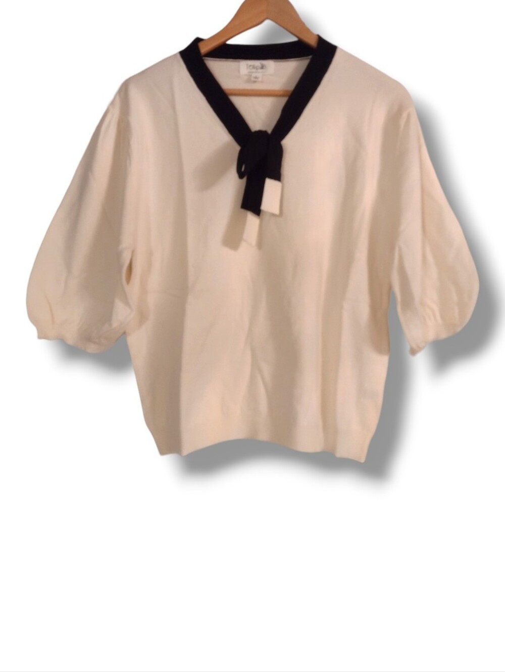 Tulip B Tie Neck Short Sleeve Knit Top